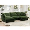 Slipcovered U Shape Sectional Deep Seat Sofa Couch, 3 Seater Sofa with French Edges Design Multiple Big Pillows