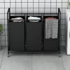 3-Bag Rolling Laundry Sorter Hamper, 63.4-Gallon Heavy-Duty Laundry Cart with Removable Bags & Lockable Wheels