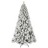 6FT Pre-Lit Flocked Christmas Tree, Hinged Artificial Xmas Trees/Premium PVC Branches, 300 Lights