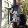 Bichon Frise Happy Birthday House Flag Large Porch Sleeve Pole Decorative Outside Yard Banner Artwork Wall Hanging, Polyester, House Size, Multicolor
