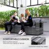 Outsunny 3 Seater Wicker Sofa with Side Trays, Outdoor Patio Couch with 6" Thick Back Cushions, Deep Seating, Mixed Gray
