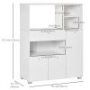 White Compact Kitchen Pantry Cabinet Server with Microwave Stand Drawer And Shelves Storage Buffet Hutch for Kitchen Organization