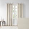 Plaid Rod Pocket and Back Tab Curtain Panel with Fleece Lining Natural 50x84"