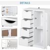 Bathroom Storage Cabinet, Floor Cabinet with Adjustable Shelf and 4 Drawers, Side Cabinet for Washroom, White