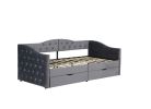 Upholstered Daybed with Storage Drawers, Wood Daybed Twin Size, No Box Spring Needed, Grey