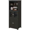 Black 63'' Small Buffet with 4-Door Kitchen Pantry Storage Cabinet Adjustable Shelf for Dining Room