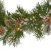 2 Set of 9 ft Cashmere and Snow Bristle Garland with 20 Pine Cones and with 50 Warm White LED Lights with Timer Battery Operated-Outdoor,160 Tips