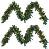2 Set of 9 ft Cashmere and Snow Bristle Garland with 20 Pine Cones and with 50 Warm White LED Lights with Timer Battery Operated-Outdoor,160 Tips