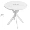 29" Dining Table, Contemporary Round Kitchen Table with Steel Legs, White