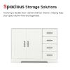 Modern Sideboard Buffet Cabinet with Drawers and Beadboard Door Cupboard Kitchen Storage Cabinet White