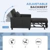 HOMCOM 3-in-1 Convertible Chair Bed, Pull Out Sofa Bed Sleeper Chair with Adjustable Backrest, Pillow, and Pockets, Dark Gray