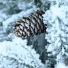 6.5ft PE/PVC Decorated Flocking Basin Pine Cone Xmas Tree Flocked Christmas Tree At Dining Room