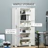 Farmhouse Kitchen Pantry Storage Cabinet with 4 Doors, Kitchen Cabinet with Shelves, White