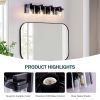 4 Light Bathroom Vanity Light, Matte Black Bathroom Light Fixtures with Clear Glass Shade
