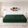Modern Floor Sofa with 2 Pillows,Convertible Teddy Fabric Foam-Filled Sleeper Sofa Bed,15" Full Size Folding Mattress for Living Room,Guest Bed,Playro