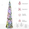 HOMCOM 7ft Prelit Pencil Christmas Tree with Snow Flocked Branches 350 LED Lights Downswept Shape for Festive Home