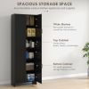 67" 4-Door Kitchen Pantry Cabinet, Freestanding Storage Cabinet Cupboard with Adjustable Shelves, Black