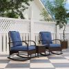 Outsunny 3 Pieces Wicker Patio Furniture Set, Outdoor PE Rattan Rocking Chairs with Coffee Table, Cushions for Porch, Brown