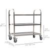 33 Inch 3-Tier Stainless Steel Kitchen Trolley Rolling Island with Wheels