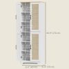 67" Tall Kitchen Pantry, Freestanding Kitchen Storage Cabinet with 4 Rattan Doors and Adjustable Shelves, White