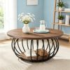 100 Cm Industrial Coffee Table - 2-tier round Table with Metal Frame in for Living Room Decor
