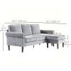 L Shape Sofa, Modern Sectional Couch with Changeable Chaise Lounge, Wooden Legs, Corner Sofa for Living Room, Grey