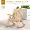 Outsunny Wooden Rustic Rocking Chair, Indoor Outdoor Adirondack Log Rocker with Slatted Design for Patio, Lawn, Natural
