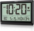 10.4 Inch Digital Wall Clock, Battery Operated Large Display Clock, Digital Calendar with Indoor Temperature/Humidity/Date/Day, Auto DST for Classroom