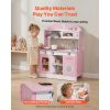 Play Kitchen for Kids, Wooden, Kids Kitchen Playset with Real Lights & Sounds, Food & Cookware Accessories, Pretend Play Toy Set, Range Hood