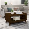 Rectangular Wood Coffee Table for Living Room, 41.5-Inch Coffee Table with Solid Wood Legs