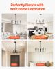 6-Light Chandelier Black Modern Chandelier Adjustable Height for Ceilings