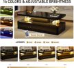 40" Modern Coffee Table with 16 Colors LED Lights, 2 Tier Rectangular Center Table with Large Storage Space