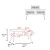 Hack Berry Coffee Table with Open Storage and Conical Legs , White + Natural Oak