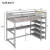 Twin Size Loft Bed with Storage Shelves and Under-bed Desk, Gray(OLD SKU:SM000245AAE-1)