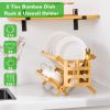 Collapsible 2-Tier Bamboo Dish Drying Rack â€“ Foldable Wooden Dish Drainer with Utensil Holder, Space-Saving Dish Rack for Kitchen Countertop