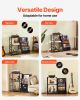 3 Tiers Record Player with LED Light & USB Ports Metal Vinyl Shelf Black