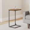 Side Table for Sofa, Couch Table with Metal Frame, Small TV Tray Table for Living Room, Bedroom, Rustic Brown and Black