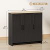 Modern Sideboard Buffet Cabinet, Modern Kitchen Storage Cabinet with 3 Doors Adjustable Shelves, for Dining Room, Black
