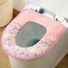 2 Pcs Pink Floral Toilet Seat Cover Pad Winter Toilet Seat Cushion Mat Toilet Bathroom Warmer