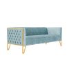 Manhattan Comfort Vector 81.5 in. Ocean Blue and Gold Velvet 3-Seat Sofa