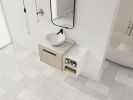 36 " Modern Design Float Bathroom Vanity With Ceramic Art Sink, White Flat Stone Slab and Small Storage Shelves, Soft Closed Door,KD-Package (TOP-BAB3