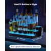 LED Lighted Liquor Bottle Display, 3 Tiers 20 Inches Whiskey Rack, Supports USB, Illuminated Home Bar Shelf with RF Remote & App Control