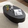 Modern Handcraft Drum Coffee Table Length 43.7 inch Ellipse Coffee Table for Living Room,Oval Small Coffee Table with Sturdy Pedestal,Black MDF