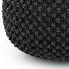 Renee 20 inch Wide Round Pouf in Dark Grey Velvet
