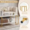 2-Tier Modern Coffee Table with Open Storage Shelf for Living Room & Robot Vacuum Friendly