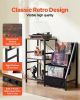 3 Tiers Record Player with LED Light & USB Ports Metal Vinyl Shelf Black