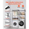 Over Washer and Dryer Storage Shelves, 5 Tiers Laundry Room Drying Rack with Hanger Rod and Hooks, Two Rows Adjustable Washer Shelves Space Saver