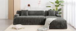 110" Cloud Sectional Sofa Upholstered Couch Free-combined Sofa for Living Room, Dark Gray