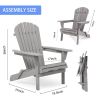 Wooden Folding Adirondack Chair Set of 2, Solid Cedar Wood Lounge Patio Chairs for Garden, Lawn, Backyard