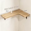 Corner Floating Shelves Set of 5, Matte Wood Finish Corner Wall Shelves with Triangle Iron Brackets, Rustic Wood Display Shelf for Bedroom, Bathroom